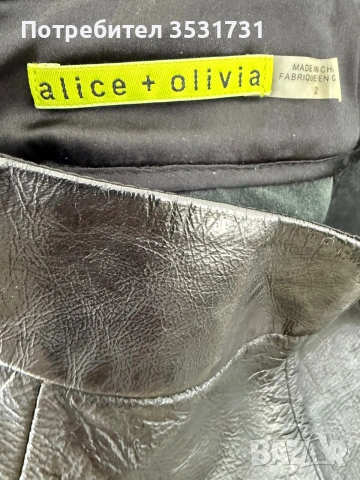 Alice + Olivia къса черна пола от естествена кожа, снимка 3 - Поли - 54977871