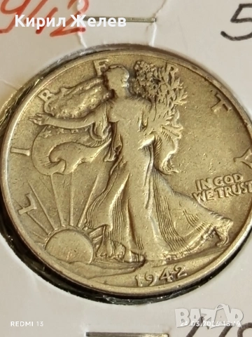 Сребърна монета 50 цента 1942г. Америка рядка за КОЛЕКЦИЯ 54382, снимка 8 - Нумизматика и бонистика - 53961327