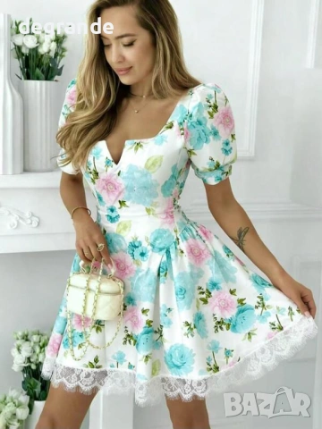 Красива зелена рокля на цветя 💚