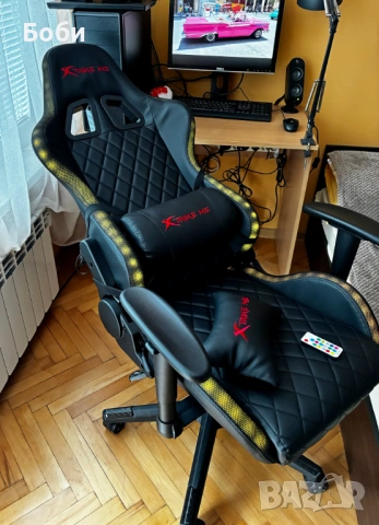 НОВ Геймърски стол - Светещ с дистанционно, снимка 3 - Столове - 54091820