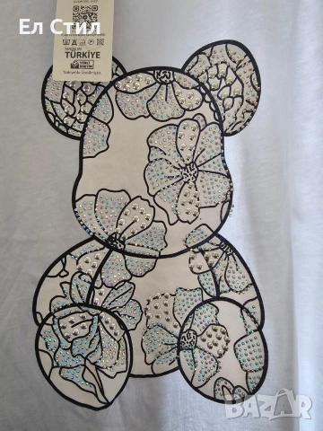 💎Дамски тениски с камъчета От С до Л свободен модел е, снимка 3 - Тениски - 54075306