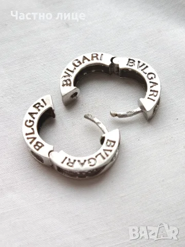Сребърни обеци BVLGARI с Циркони, снимка 2 - Обеци - 55344529