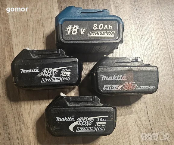 4 бр. неработещи батерии Makita 18V – BL1830, BL1850B и 8Ah – за части