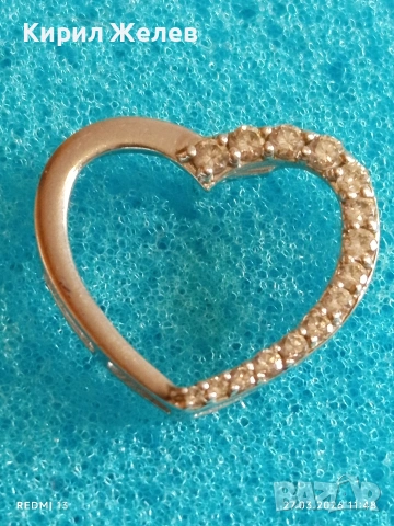 Сребърна висулка във формата на сърце ❤️ с кристали 51759, снимка 5 - Колиета, медальони, синджири - 53994361