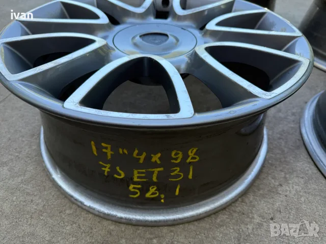 4 бр. оригинални алуминиеви джанти Lancia 17 цола 4x98 , централен отвор 58.1, ET31 , 7J, снимка 8 - Гуми и джанти - 55485911