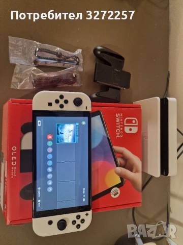 Nintendo Switch OLED White + Пълен комплект + Кутия, снимка 2 - Nintendo конзоли - 54939450
