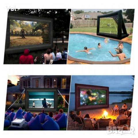 Надуваем проекционен екран за събития и кино на открито – Перфектен за партита и прожекции, снимка 4 - Други - 53968256