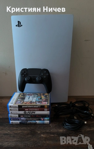 Playstation 5 с контролер и 6 игри 