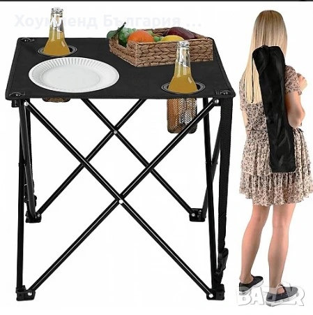 Сгъваема туристическа къмпинг маса за риболов с калъф