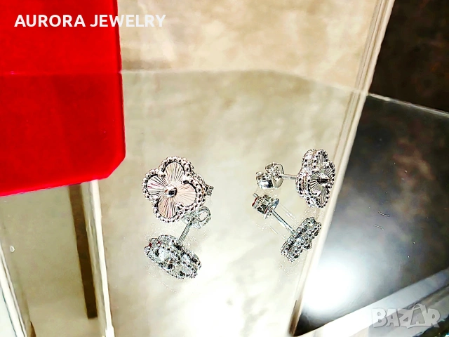 Van Cleef & Arpels VCA Silver Clear Sweet Alhambra Дамски Обеци, снимка 3 - Обеци - 54422509
