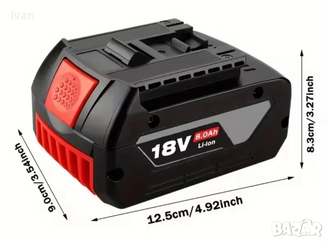 Батерия 18V за BOSCH 8Ah LITHIUM ION GDS250-LI, GSR180-LI, GKS185-LI, GWS180-LI, GSB185-LI, снимка 5 - Винтоверти - 54921512