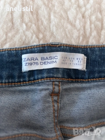 Дамски дънки ZARA Basic с флорална декорация – размер EUR 42, снимка 2 - Дънки - 54990335