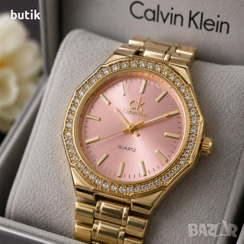 🌷 Дамски часовник Calvin Klein стил с розов циферблат