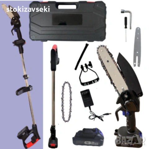 Акумулаторен мини верижен трион с телескопичен прът 21V – комплект за безопасно рязане на клони , снимка 3 - Други - 54138420