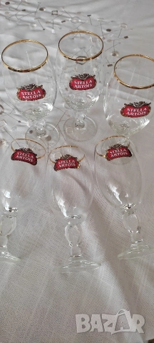 Комплект от 6 чаши за бира с логото на Stella Artois, снимка 2 - Чаши - 54766953