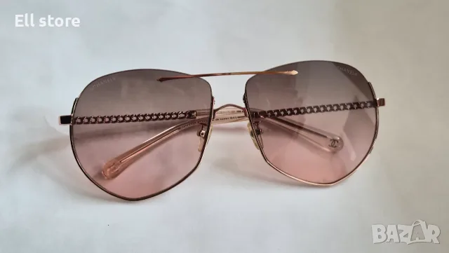 Оригинални дамски слънчеви очила Chanel Chain aviator 57, снимка 4 - Слънчеви и диоптрични очила - 55316576