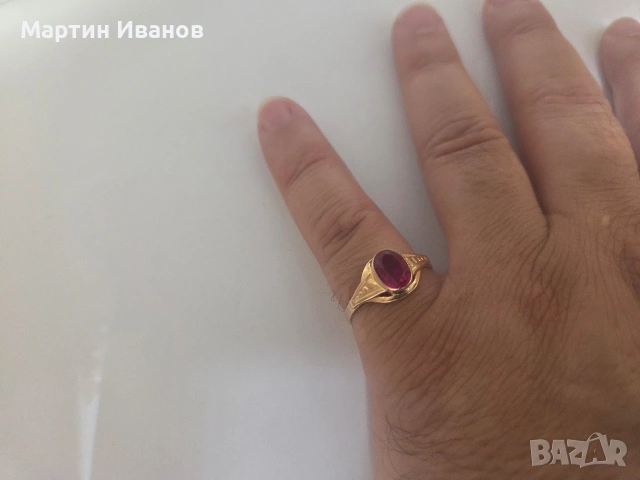 Златен руски пръстен с рубин 2, снимка 6 - Пръстени - 54838168