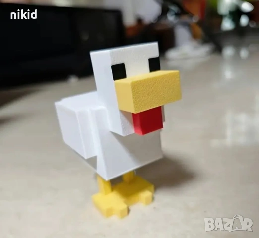 3D minecraft chicken Пикселна фигурка статуетка Пиле Майнкрафт за игра и украса торта играчка, снимка 2 - Фигурки - 54416839