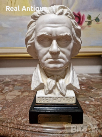 Рядък антикварен немски порцеланов бюст на Бетовен- Goebel , снимка 3 - Антикварни и старинни предмети - 54825663