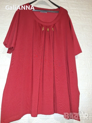 СТРАХОТНА ТУНИКА В ЧЕРВЕН ЦВЯТ 4XL-6XL, снимка 4 - Туники - 54393550