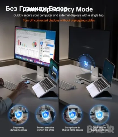 Нов лаптоп хъб Докинг станция за MacBook HP Dell Lenovo, 2 HDMI, USB 3.0, 4K 60Hz, снимка 8 - Кабели и адаптери - 55564999