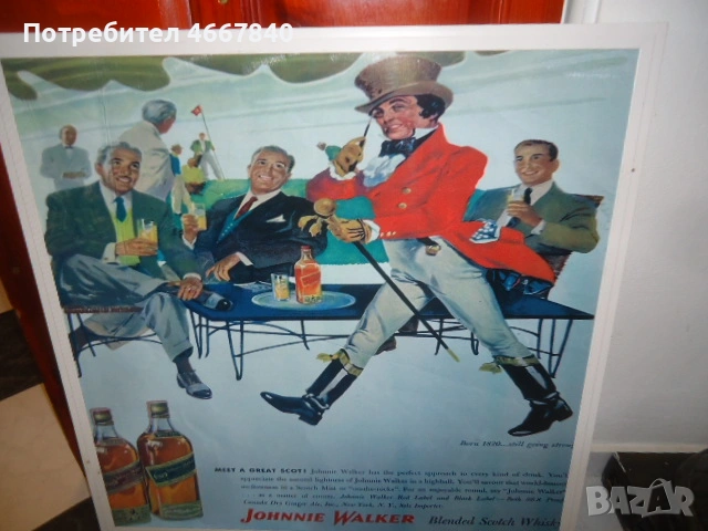 Johnnie Walker светеща табела. размер около 60х60х3 см. 