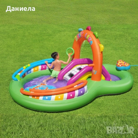 Надуваем детски воден парк с пързалка, фонтан и музикални игри – 295 x 190 x 137 см, снимка 5 - Други стоки за дома - 54858009