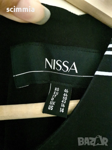 Елегантна рокля Nissa черна с бял принт панделки XL размер, снимка 8 - Рокли - 54665089