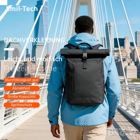 Водоустойчива Rolltop раница за лаптоп 16/17" – BJIAX, снимка 5 - Раници - 54874579