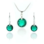 Комплект бижута Сваровски Emerald – колие и обеци със зелени кристали, снимка 1