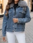 Дамско дънково яке с косъм FURDENIM, снимка 4