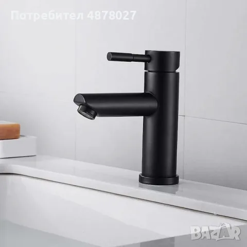 Смесител за мивка, неръждаема стомана , черен мат, снимка 2 - Смесители - 55607414