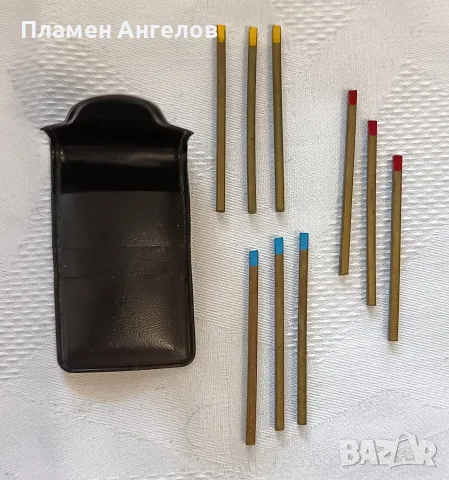 Винтидж месингов джобен пъзел с 9 клечки и калъф. Ретро игра за колекционери. , снимка 4 - Пъзели - 55441157