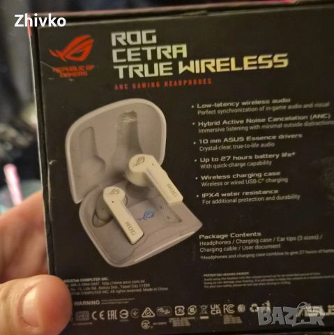Asus ROG Cetra True Wireless, снимка 4 - Слушалки и портативни колонки - 54643411