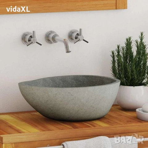 vidaXL Мивка от речен камък, овална(SKU:146213), снимка 2 - Мивки - 54552859