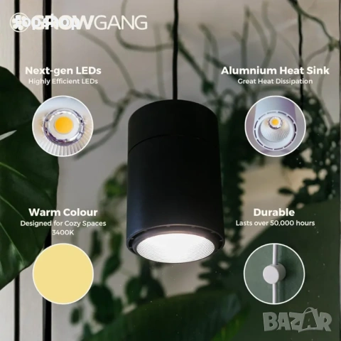 Чисто нова профессионална фитолампа за цветя Claria Full Spectrum LED Grow Light – 33W, ЧЕРНА , снимка 8 - Други - 54633491