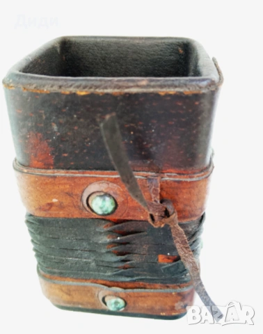 Кожена чаша,сувенир от Малта.За бюро,за прибори за писане., снимка 2 - Ученически пособия, канцеларски материали - 54069354