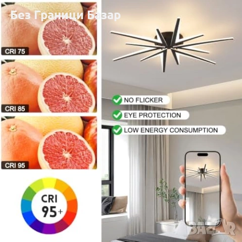 Нов Модерен LED таванен плафон 86 см 3000K-6000K с WiFi App управление Лампа осветление стая, снимка 9 - Лед осветление - 55218869
