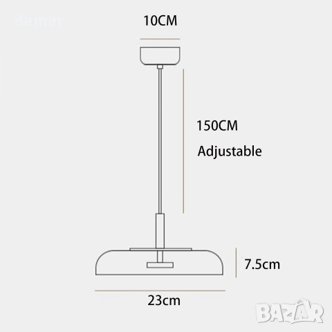 Модерен LED висящ полилей 12W с 3 цвята светлина, снимка 2 - Полилеи - 55025705