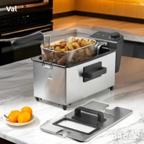 Електрически фритюрник Cheffinger CF-EDP3.0 3L, 2000W, неръждаема стомана, регулируема температура,, снимка 8 - Фритюрници - 53976824