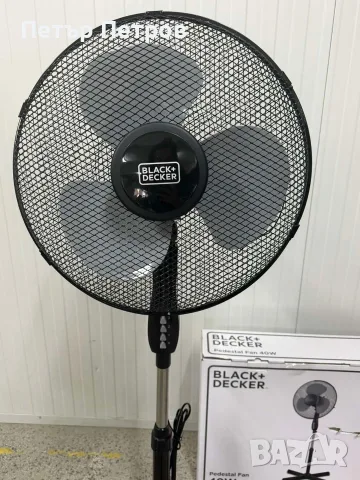 Стоящ вентилатор Black+Decker , 40W, 3 скорости, Осцилация, Черен, снимка 2 - Вентилатори - 55546082