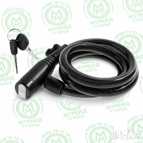 Заключващо устройство за велосипед с ключ WAG 100см/8мм, спирално, черно