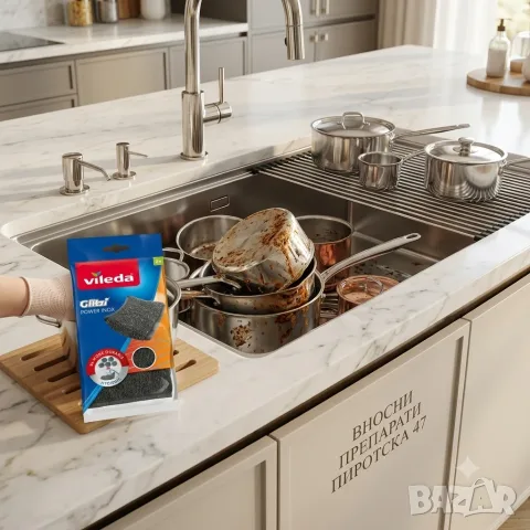 Vileda Glitzi Power Inox Метална домакинска тел от неръждаема стомана за упорити