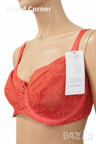 Дамски комплект бельо Hunkemöller – сутиен 85F и бикини L, коралово-червена дантела, снимка 2 - Бельо - 54519639