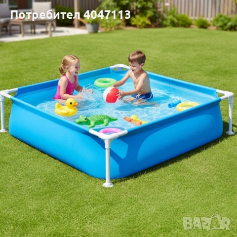 Детски басейн с метална рамка, 122 x 122 x 30,5 см, 365 литра капацитет, снимка 2 - Други - 54943592