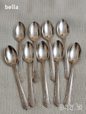 Комплект сребърни стари лъжички за кафе 9 броя на фирмата GAB, снимка 4 - Антикварни и старинни предмети - 54932422