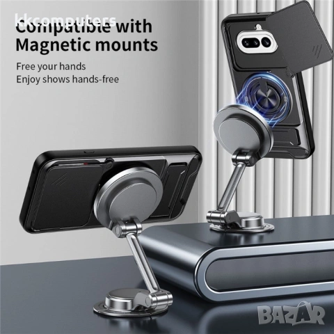 Магнитен Калъф за Nothing Phone (4a) с Пръстен и Капаче за Камера - PC+TPU, 360° стойка, 5 цвята, снимка 7 - Калъфи, кейсове - 54087390