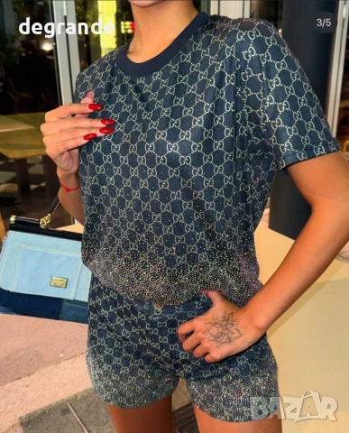 👚Дамски Комплект 🎀 Gucci 🎀 с блестящи камъчета