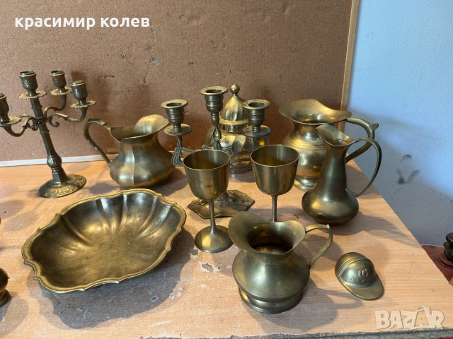 свещници, кани, купи и чаши от месинг, снимка 3 - Антикварни и старинни предмети - 55122323