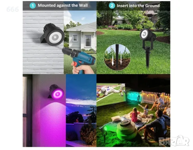 LED соларна лампа RGB, снимка 4 - Соларни лампи - 55614689